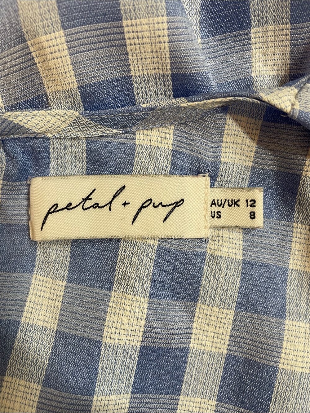 Petal & Pup Nobel Dress in Blue and White Gingham, Tiered Mini, SIZE 8 - Picture 2 of 11